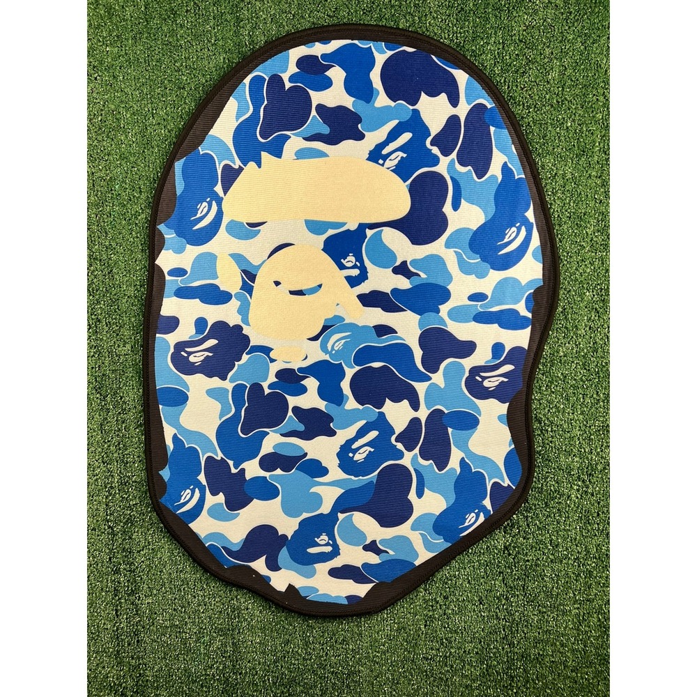 Bape Big Head Blue Icy Camp Rug AAPE Hypebeast Non Slip Back